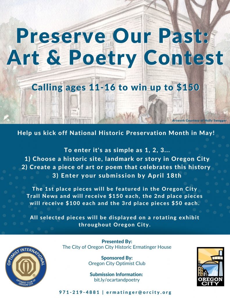 Preserve our Past Arts and Poetry Contest for Ages 1115