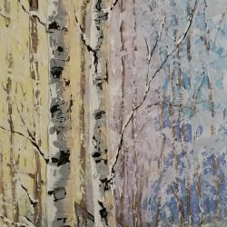 "Quiet Reflection" 12"x36" Acrylic palette knife