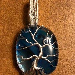 Wire wrapped fused glass necklace. Wear your art!