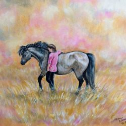 Little Girl, Little Horse, BIG DREAMS, 18x24 Acrylic on Canvas (AVAILABLE)