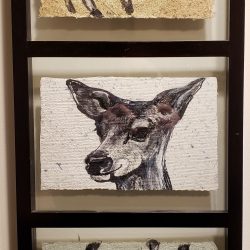 O Deer, Mixed Media Drawing on Handmade Paper